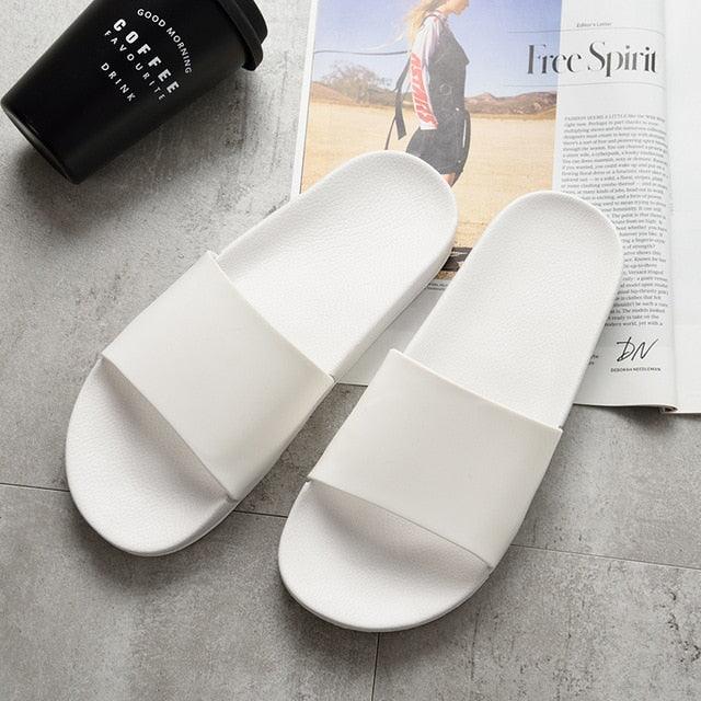 Simple Black White Platform Slippers - Très Elite