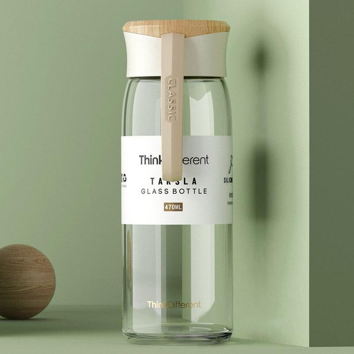 Tea Infuser Glass Water Bottle Gift Set - 470ml Black White - BPA Free