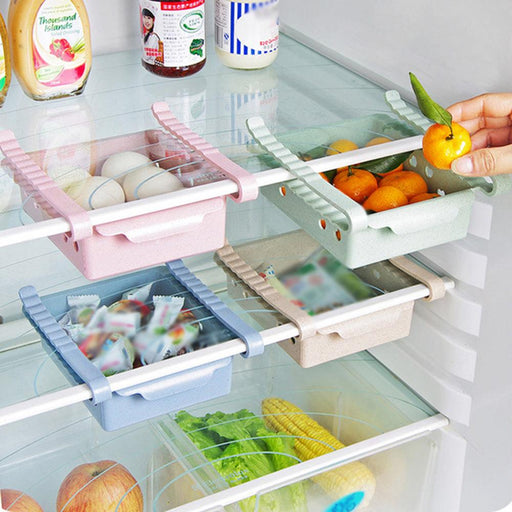 Slide Kitchen Fridge Freezer Space Saver Organizer Storage Rack Shelf Drawer