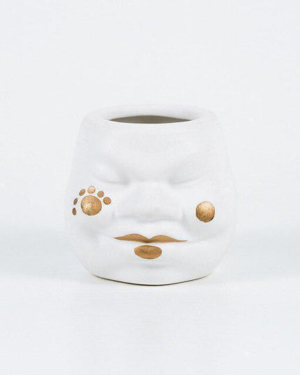 Whimsical Clown-Themed Ceramic Mini Planter Pot