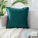 Velvet Cushion Cover with Elegant Pom-Pom Embellishments