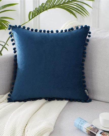 Luxurious Velvet Decorative Pillowcase Set with Chic Ball Accents