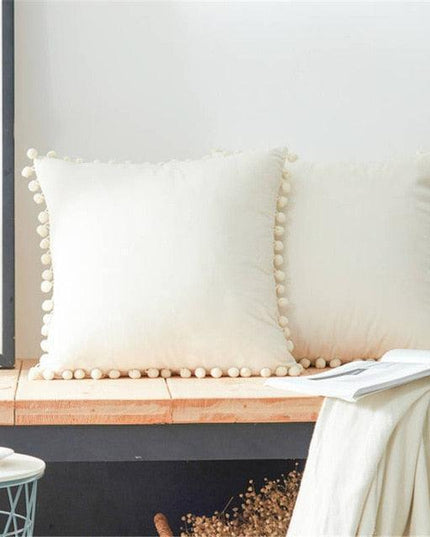 Luxurious Velvet Decorative Pillowcase Set with Chic Ball Accents