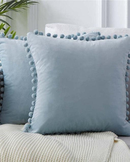 Chic Pom-Pom Velvet Throw Pillow Cover for Elegant Home Decor
