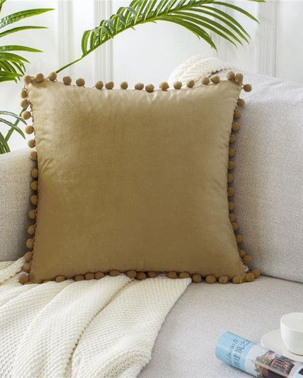 Luxurious Velvet Decorative Pillowcase Set with Chic Ball Accents