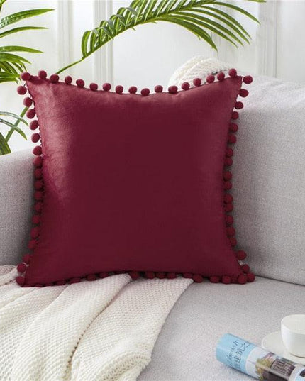 Luxurious Velvet Decorative Pillowcase Set with Chic Ball Accents