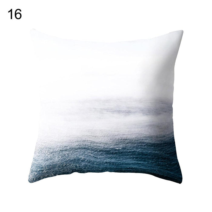 Square Sea Wave Print Pillow Cover for Home Decor