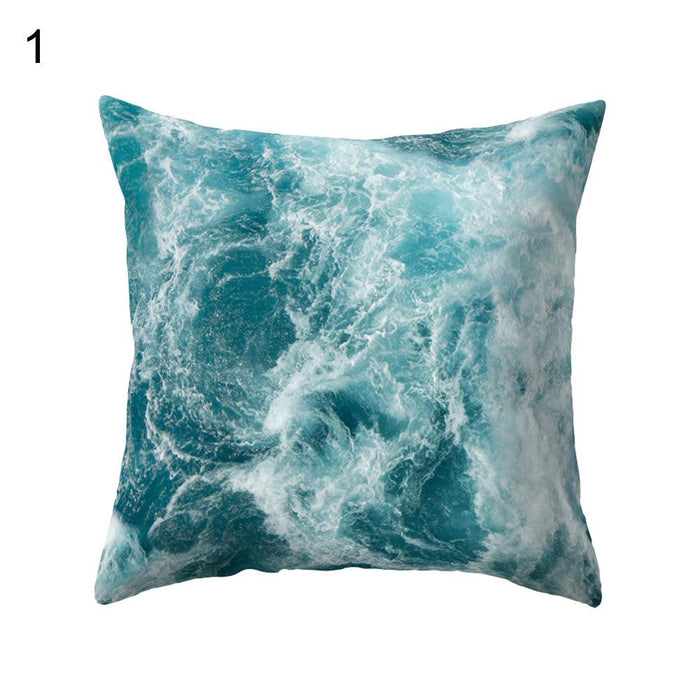 Coastal Vibes Square Sea Wave Pillow Cover for Stylish Home Decor