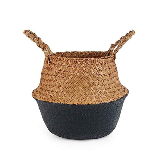 Eco-Friendly Seagrass Wicker Storage Baskets with Folding Design - 22x20 Dimensions