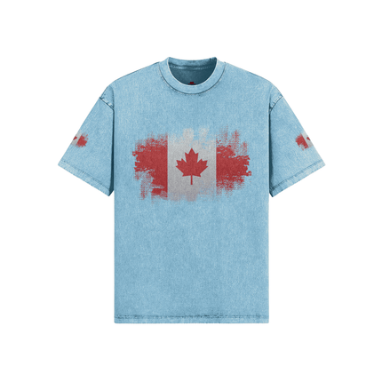 Vintage Distressed Cotton Tee: Unique Snow Washed Edition