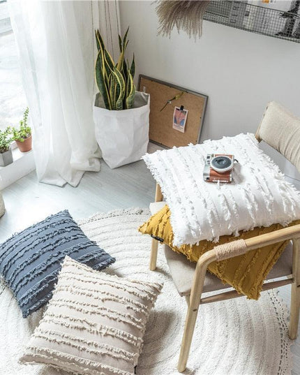 Stylish Embroidered Tassel Pillowcase - Luxurious 45x45cm Square Cushion Cover