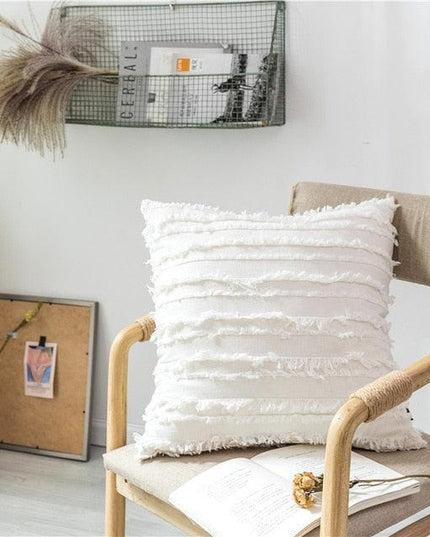 Stylish Embroidered Tassel Pillowcase - Luxurious 45x45cm Square Cushion Cover