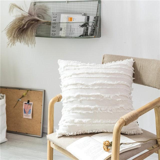 Tassel Accent Square Cushion Case - Luxury Polyester-Cotton Blend, 45x45cm
