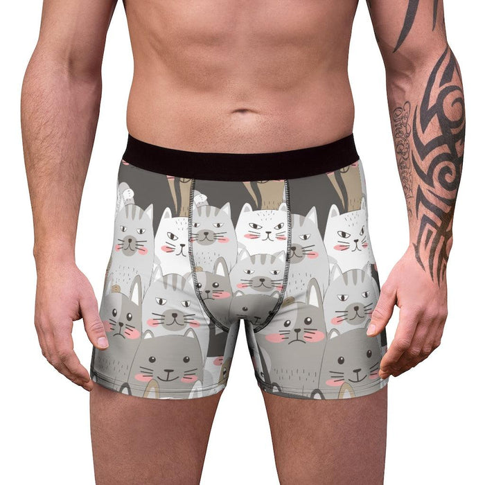 Stylish Gray Cats Men's Boxer Briefs for the Modern Gentleman