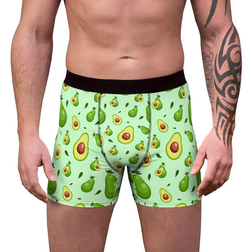Green Avocado Print Men's Boxer Briefs for the Fashionable Gentleman