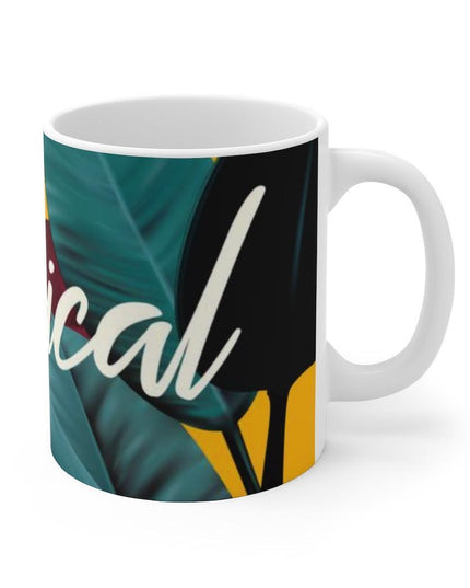 Tropical Paradise Floral Porcelain Coffee Mug - A Touch of Elegance for Beverage Aficionados