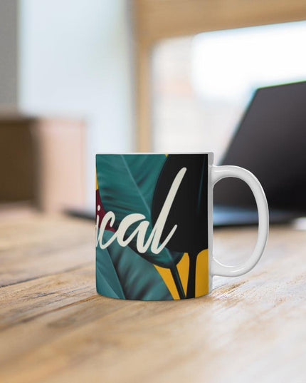 Tropical Paradise Floral Porcelain Coffee Mug - A Touch of Elegance for Beverage Aficionados