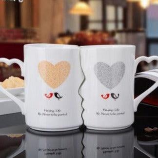 Double Ceramic Coffee Cup Set with Dual Bowls