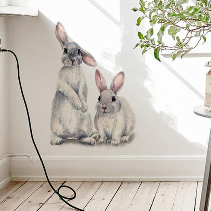 Cute Bunny Wall Sticker for Children's Room or Nursery - PVC Animal Theme Decal