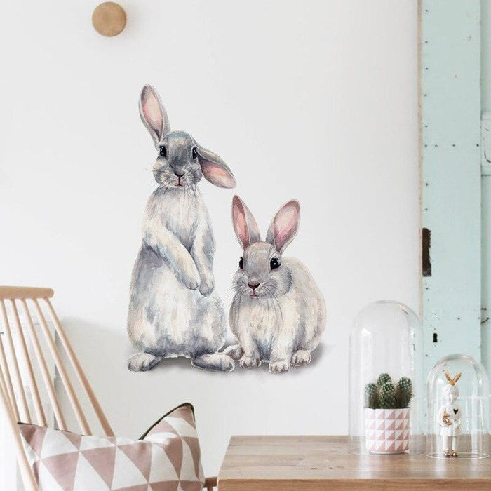Cute Bunny Wall Sticker for Children's Room or Nursery - PVC Animal Theme Decal