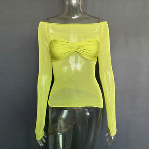 New Fashion Women's Clothing Lightweight See-Through Neck T-Shirt Top-kakaclo-Green-S-Très Elite