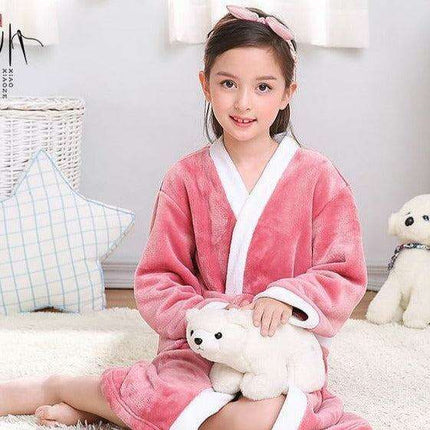 Kids' Luxe Hooded Fleece Bathrobe - Stylish and Cozy Wrap for All Ages