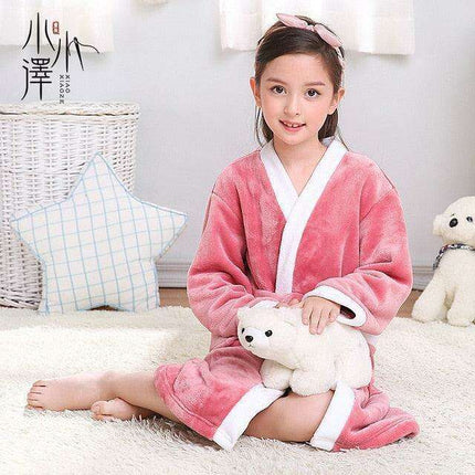 Kids' Cozy Plush Fleece Bathrobe with Hood