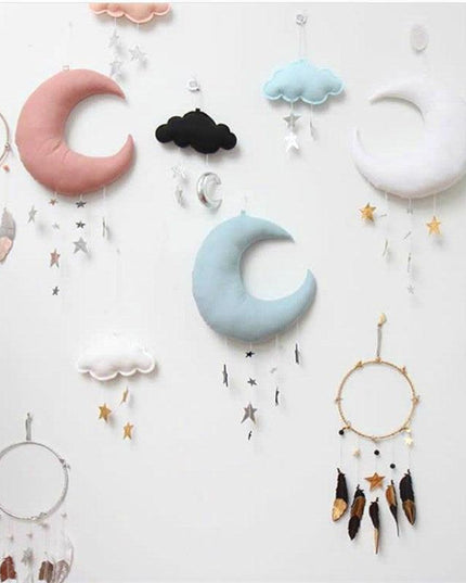 Enchanting Celestial Moon and Star Wall Art for Kids' Rooms - Dreamy Space Decor