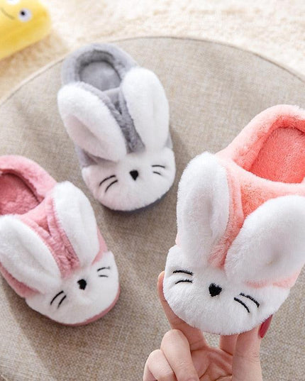 Adorable Rabbit-Themed Winter Slippers for Children - Warm and Comfy Footwear
