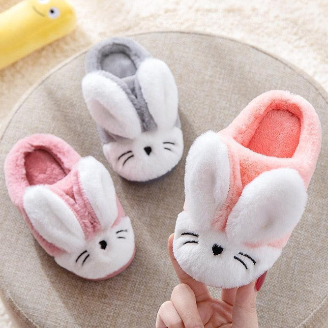 Adorable Rabbit-Themed Winter Slippers for Children - Warm and Comfy Footwear