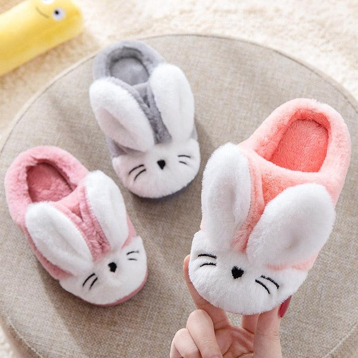 Warm and Cozy Rabbit Winter Slippers for Kids - Cotton-Lined with Fun Design