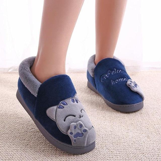 Kids' Winter Non-Slip Cotton Slippers with Flat Heel Shape