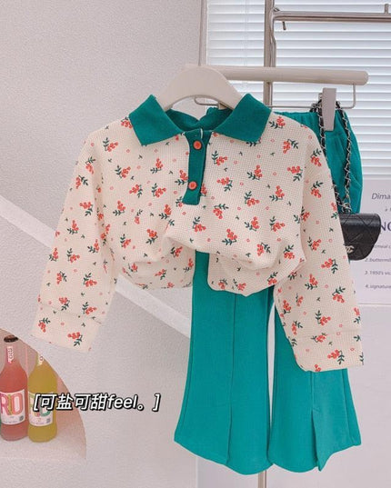 Chic Blue Ribbon Top and Suspender Shorts Set for Fashionable Young Girls