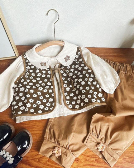 Chic Blue Ribbon Top and Suspender Shorts Set for Fashionable Young Girls