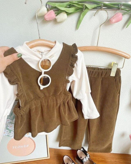 Chic Blue Ribbon Top and Suspender Shorts Set for Fashionable Young Girls