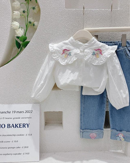 Chic Blue Ribbon Top and Suspender Shorts Set for Fashionable Young Girls