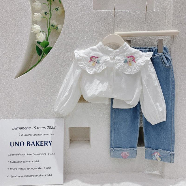 Chic Blue Ribbon Top and Suspender Shorts Set for Fashionable Young Girls