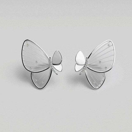 Radiant Butterfly Zircon Studs - Elegant 925 Sterling Silver Earrings for a Dazzling Finish