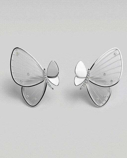Radiant Butterfly Zircon Studs - Elegant 925 Sterling Silver Earrings for a Dazzling Finish
