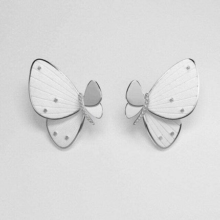 Radiant Butterfly Zircon Studs - Elegant 925 Sterling Silver Earrings for a Dazzling Finish