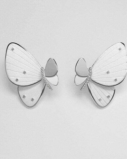 Radiant Butterfly Zircon Studs - Elegant 925 Sterling Silver Earrings for a Dazzling Finish