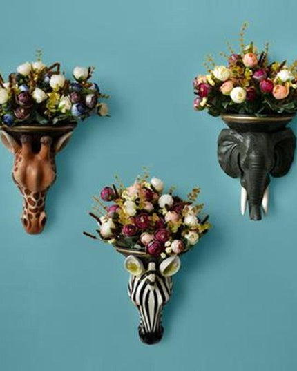 Chic European Vintage Animal Head Resin Wall Vase for Elegant Home Accents