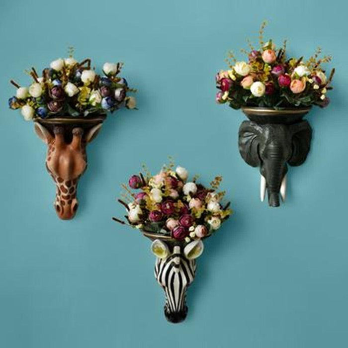 Vintage animal head wall vase