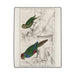 Vintage Birds by Oliver Goldsmith Black Trim Polyester Blanket