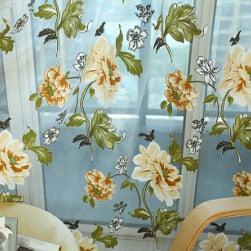 Luxurious Vintage Floral Jacquard Sheer Drapery Set - Stylish Window Coverings for Elegant Homes