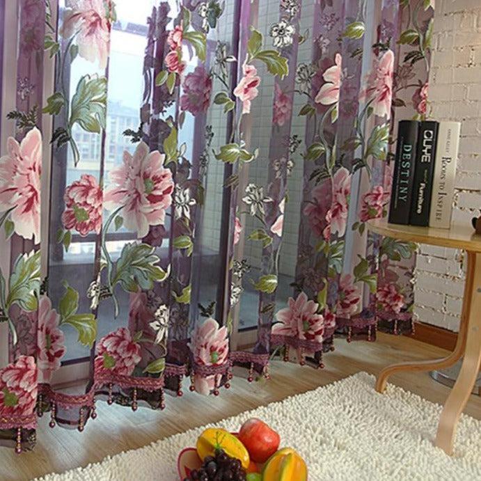 Sheer Jacquard Floral Curtains - Luxurious Window Decor for Chic Homes