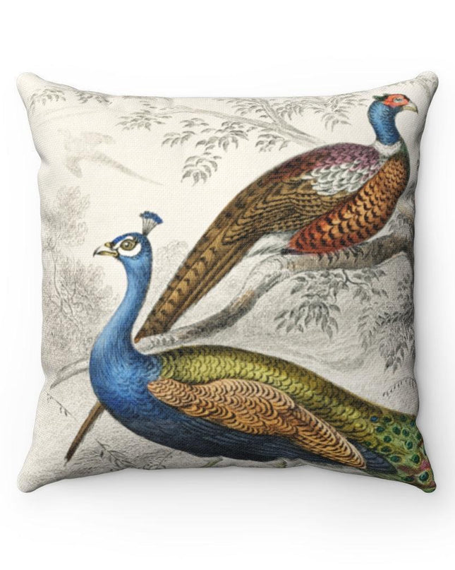 Vintage Peacock & Silver Pheasant Reversible Luxe Pillowcase - Chic Home Decor Accent