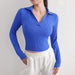 Ribbed V-Neck Crop Top with Seamless Elegance