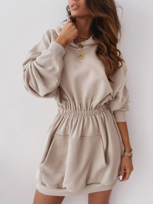 Hooded Fleece Sweater Dress - Women's Casual Chic Choice