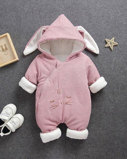 Cozy Bunny Eared Fleece Toddler Romper for Autumn & Winter Snuggles